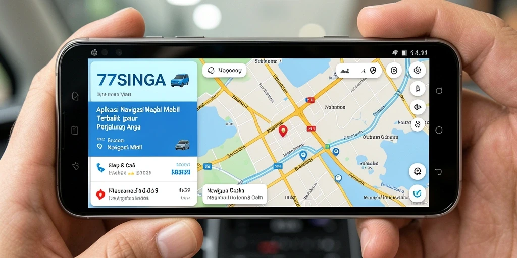 Tampilan antarmuka pengguna aplikasi Navigasi Mobil 77SINGA yang intuitif.