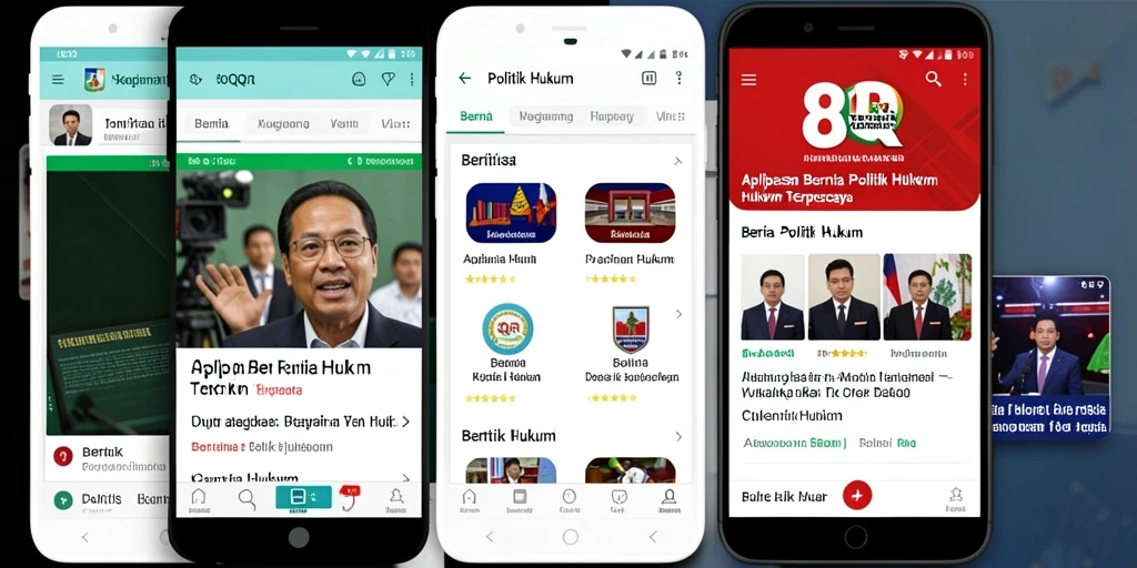 Antarmuka aplikasi 8QR menampilkan berita politik dan hukum terbaru.