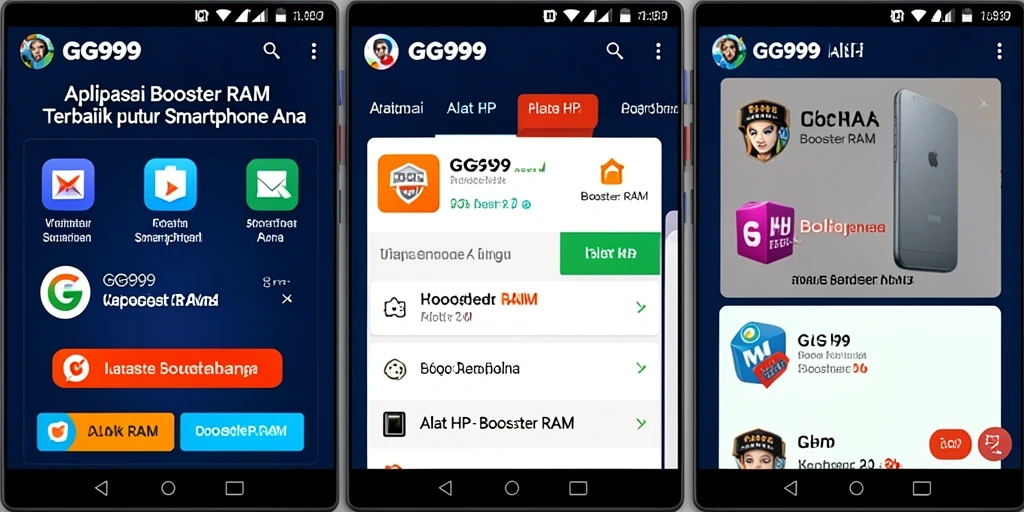 Antarmuka pengguna aplikasi GG999 yang sederhana dan intuitif.