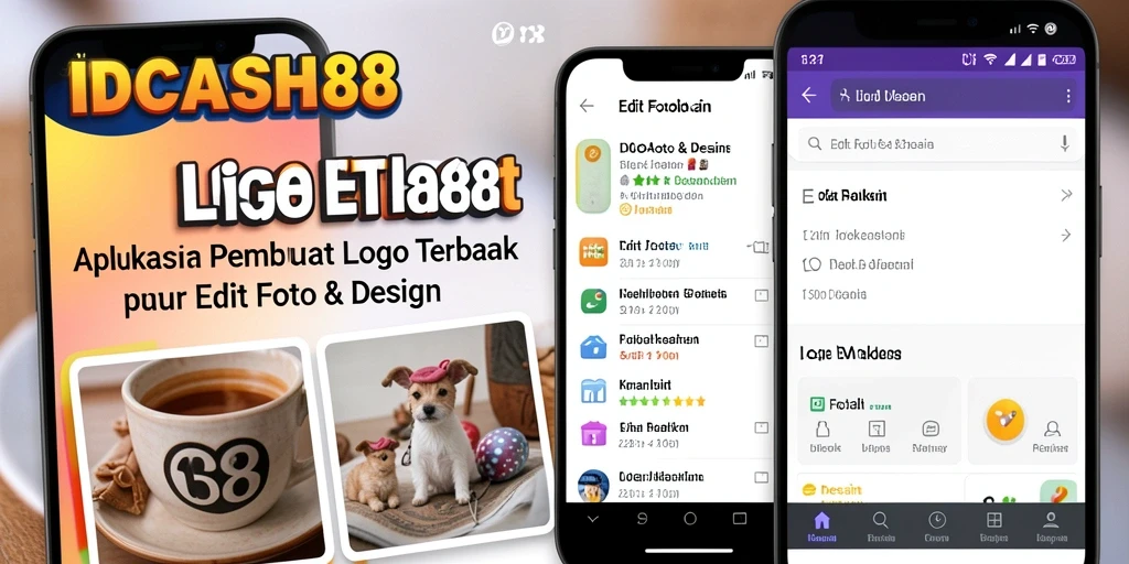 Tampilan antarmuka aplikasi IDCASH88 untuk desain logo yang menarik.