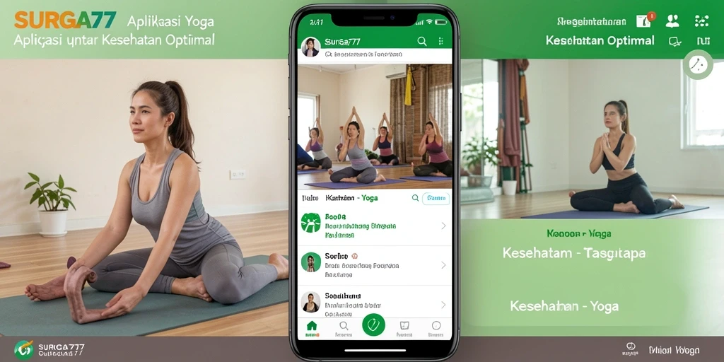 Antarmuka aplikasi SURGA77 yang menampilkan latihan Yoga yang interaktif.